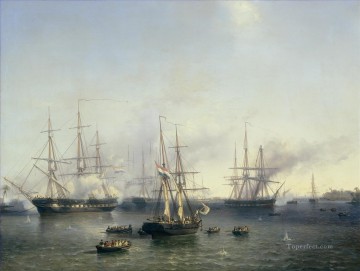 Louis Meijer De overmeestering van Palembang Batallas navales Pinturas al óleo